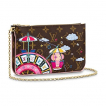 Louis Vuitton Pochette Double Zip Klassikaline Mitmek&uuml;lgne Kaasaskantav Multikaga Kaetud L&otilde;uend K&auml;e all kantav Sidur &Otilde;lakott Naiste kotid Pruun M69744 Basic Set (Bag+Dust Bag)