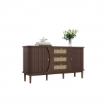 Sideboard - MUVOE - Armoire en rotin - 3 tiroirs - Design contemporain - Couleur noyer