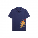 Polo Ralph Lauren T-s&auml;rk Ss24 Draakonimustriga Tikandiga Vabaaja L&uuml;hikeste Varrukatega Laste pealmine osa S&uuml;gav-Koobalt-Sinine CWPOKNIY8021025-400 S