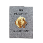 Bloodhound, St. Hubert Hound, Sleuth-hound - Dog passport case, document case, gift for the traveller from the Art-Dog brand hall v&auml;rv