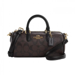Coach Lacey 19 Vintage Klassikaline Monogramm Riistvara T&otilde;mblukuga Pliiatsikott Boston Bag Naiste k&auml;ekotid Tume-pruun CO990-IMAA8 Basic Set (Bag+Dust Bag)