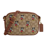 Coach X Disney Jamie 19 Koost&ouml;&ouml; Klassikaline Monogramm Mickey Prindiga Kunstnahast &Otilde;la-Crossbody Kott V&auml;ikesed Naiste kotid Khaki Mahagon CN034-B4R3U Basic Set (Bag+Dust Bag)