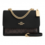 Coach Klare 22 Kl&otilde;pskinnitusega Kuldne Br&auml;ndilogo Kaetud L&otilde;uend Crossbody Kott V&auml;ikesed Naiste kotid P&auml;hklipruun Must CV978-IMXAQ Basic Set (Bag+Dust Bag)