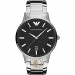 Emporio Armani Renato suur must metallist h&otilde;bedane meeste kvartsikell AR2457 must