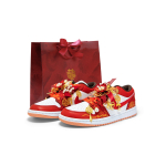 Jordan Air Jordan 1 Kulumiskindel Kulumiskindel Madal K&uuml;ljega Vintage Korvpallijalatsid Unisex Kuldne Punane DC0774-182(Team1326-SBOX) 37.5