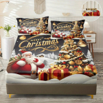 3 tk 85G Juuli Pol&uuml;ester ja Nailon Imeilus J&otilde;ulune Kuu V&auml;rv, Puu ja J&otilde;uluvana Digitaalne Paigalduslinakomplekt, Pehme, Mugav, Voodi 90x200cmx25