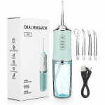 Oral Irrigator Portable Dental Water Flosser USB taaslaetav vesijoaga hambaniit, 4 joaga otsik 220ml 3 režiimi IPX7 1400rpm roheline