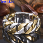 Massiivne 24 MM Lai Curb Link Kett Meeste K&auml;ev&otilde;rud & Bangles 316L Roostevabast Terasest Rihm K&auml;epaelad Mehele Mannen Armband 21.5cm