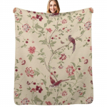 Laura Ashley lillede ja lindudega pleed Vastupidav soe pleed igap&auml;evaseks koduseks kasutamiseks 102x76cm(40x30in)