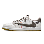 Jordan x Travis Scott Air Jordan 1 Nahast Madalad Vintage Korvpallijalatsid Naiste Must Valge DZ4137-700(Team330-) 35.5