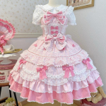 Suvine Originaalne Magus Lolita JSK Kleit Armas Vibu Pits&otilde;mblus Kawaii T&uuml;drukud Naised Elegantne Kitsas Traksidega Kleit XS roosa
