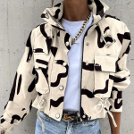 Naiste jakk R&otilde;ivad Streetwear S&uuml;gis ja talv Elegantne Kitsas &Uuml;mar kael &Uuml;hev&auml;rviline Tasku N&ouml;&ouml;p Disain Pikk varrukas T&ouml;&ouml;riided Mantlid S