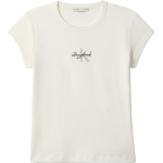 Calvin Klein &times; Jungkook Piiratud V&auml;ljaande Kollektsioon Lihtne Stiilne Signatuuri Disain &Uuml;mmargune Kaelus L&uuml;hikeste Varrukatega T-s&auml;rk Naiste topid 40520WF-YAS XS white