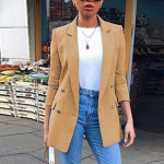 Naiste &uuml;hev&auml;rviline mood rev&auml;&auml;r Slim Fit piluga taskuga kardigan &uuml;likonnamantel S khaki