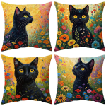 4 tk P&otilde;hjamaise abstraktse taimega padjakatted, sinised beežid geomeetrilised padjap&uuml;&uuml;rid diivani, magamistoa, elutoa dekoreerimiseks 45x45cm Linen 18*18(CM)-4Pcs