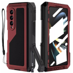 Samsung Z Fold 7 6 5 4 jaoks raskeveokite alumiiniumist l&ouml;&ouml;gikindel kaitsev metallkorpus kukkumiskindel kriimustuskindel kate sisseehitatud alusega Galaxy Z Fold7 punane