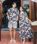 Helingbon [Komplekt] Paarikese sobiv v&auml;limus Komplekt Pikk kleit ja Hawaii s&auml;rk Hi186 Ni102 Ni102 Areca_Navy-(Universal)M white