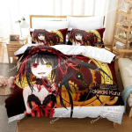 Uus Date A Live Tokisaki Kurumi Voodipesukomplekt &Uuml;he-, Kahe-, T&auml;is-, Kuninganna-, Kuninga suurusega Voodikomplekt T&auml;iskasvanud Laste Magamistuba Tekikottide Komplektid Anime 135x200cm black