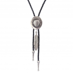 Must PU-nahast Western Rodeo Bolo Tie Bola kaelakee Antiik messing 104cm antiikne h&otilde;bedane v&auml;rv