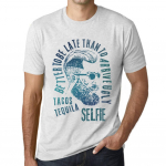 Meeste vintage T-s&auml;rk Graafiline T-s&auml;rk Tacos, Tequila ja Selfie Vintage White XS anti-flash valge v&auml;rv