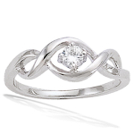 Bague Argent 'C&acirc;lin' Blanc argent&eacute; (rhodi&eacute;) - 8 mm 50 valge