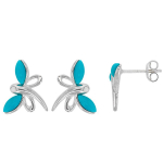 Les Tr&eacute;sors De Lily [Q0551] - Boucles Argent 'Libellules' turquoise nacre - 15x10 mm t&uuml;rkiissinine