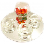 Les Tr&eacute;sors De Lily [L4085] - Plateau bougies flottantes 'Belle de Soie' miroir (orange) - 25x9 cm oranž