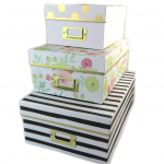 Les Tr&eacute;sors De Lily [N6354] - Set de 3 bo&icirc;tes &agrave; Souvenirs 'Belle Epoque' noir blanc multicolore valge