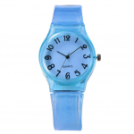 Laste kommikell, silikoonist v&auml;rvi suur number, &uuml;mmargune kvartsist randmekellad lilla