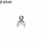 Star Zirconia Women 1 tk Cross Helix inkrusteeritud kuubik p&auml;ikese kuu naastk&otilde;rv 6#Silver