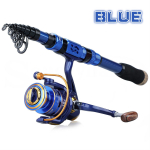 Reisi&otilde;ngerull 1,8&ndash;2,4 M teleskoopridv 12BB spinningurull kaasaskantav kalastuskoti varustuskomplekt 1.8M Rod&Reel 1000 sinine