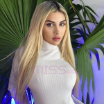 Ilus, pikkade sirgete juustega blond s&uuml;nteetiline parukas naistele wig&cap valge