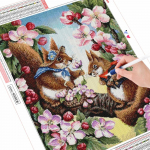 Teemantmaalimise oravate loomade k&auml;sit&ouml;&ouml;komplekt T&auml;is&uuml;mmargune/ruudukujuline puur 5D DIY Teemanttikandid Lill K&auml;sit&ouml;&ouml; Kodukaunistus Full Round (20X30CM)