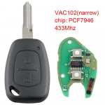433Mhz 2 nupuga auto kaugjuhtimisv&otilde;ti PCF7946 kiibi ja VAC102 teraga, mis sobib Movano/KANGOO/Vivaro/Renault/Traffic/Nissani jaoks VAC102 Blade
