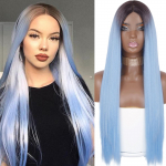 LISI HAIR s&uuml;nteetilised parukad mustadele naistele, pikad sirged parukad Valge/blond/lilla parukas Keskosa Cosplay parukad peole