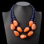 Bohemian Maxi kaelakee naistele Kahekihilised helmed ketivaigust kalliskivi Vintage Statement Choker ehted oranž