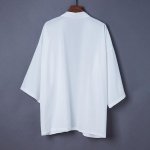 Moodne suvine tavaline v&auml;rviline mantel Jaapani kimonokardigan kimono haori naisele, mees, avar &otilde;huke must pealisr&otilde;ivas One Size valge