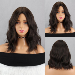 MISS PARUKAS L&uuml;hike Ombre Blond Laineline Parukas Natural Bangs S&uuml;nteetilisest kiust &otilde;lapikkus Igap&auml;evaselt kantav laineline parukas 35 cm