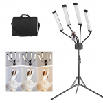 Paindlik 4-haruline LED-videovalgusti fotograafia t&auml;itevalgusti 3200K-5600K, h&auml;mardatav telefonihoidikuga + EU Plug