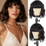 MISS PARUK Naiste moodne l&uuml;hike laineline parukas koos tukkidega S&uuml;nteetilisest kiust Puhast valge laineline parukas Cosplay Halloweeni peor&otilde;ivad 1b-30