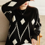 Teemantredeliga žakaarst kampsun naiste 2022. aasta pullover kampsun uus &uuml;mara kaelusega lonkav sviiter pikkade varrukatega naiste kampsun One Size must