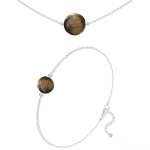 Les Tr&eacute;sors De Lily [R5986] - K&auml;sit&ouml;&ouml;na valmistatud h&otilde;bedane komplekt  Mineralia  h&otilde;bedane kuukivi - 10 ja 8 mm (kaelakee & k&auml;ev&otilde;ru) pruun
