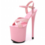 Naiste kingad Sexy Nightclub veekindel platvorm lakknahast peene kontsaga k&otilde;rged naiste sandaalid 20 cm konts 10 cm platvormist LFD 35