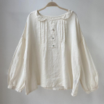 Johnature Linased naiste s&auml;rgid Kevadvintage vabaaja &uuml;hev&auml;rvilised voldid, mis sobivad n&ouml;&ouml;biga naiste pluusid One Size beež