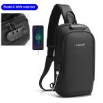 Tigernu Fashion Men Kvaliteetne Crossbody kott Pritsmekindel rinnakott Vargusevastane USB-laadimine Casual rinnakott Meeste kott Model A with Code lock must