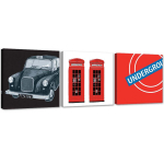 Feeby Kolmest pildist koosnev l&otilde;uenditr&uuml;kk, Suurbritannia s&uuml;mbolid 90x30 punane