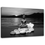 Feeby l&otilde;uenditr&uuml;kk, buddha kuju kividel 60x40 valge/must