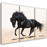 Kolmeosalise pildiga l&otilde;uenditr&uuml;kk Musta hobuse Gallop 60x40 beež