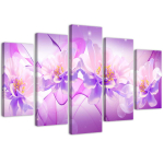 Viieosalise pildiga l&otilde;uendiprint Flowers Purple Nature 100x70 lilla