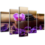Viieosalise pildiga l&otilde;uendiprint Orchid Zen Spa Stones 100x70 lilla